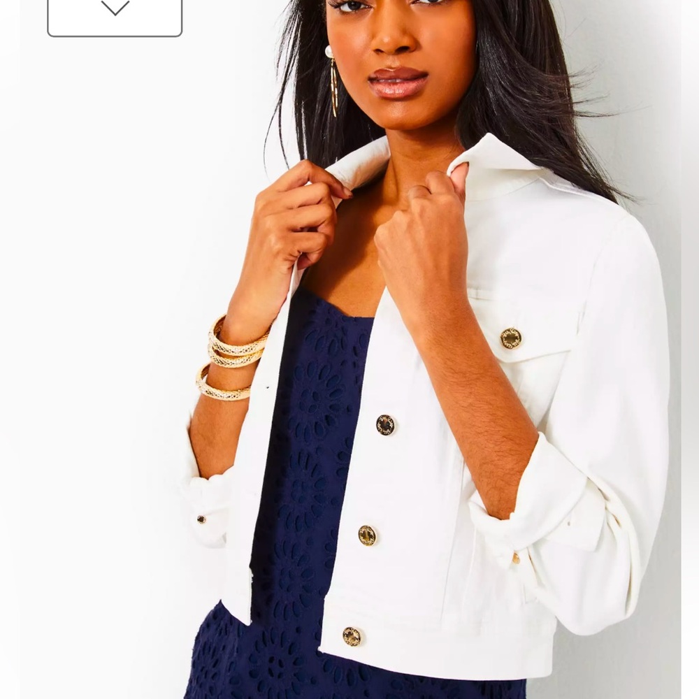 Lilly Pulitzer Seaspray White Denim Jacket  size XS.